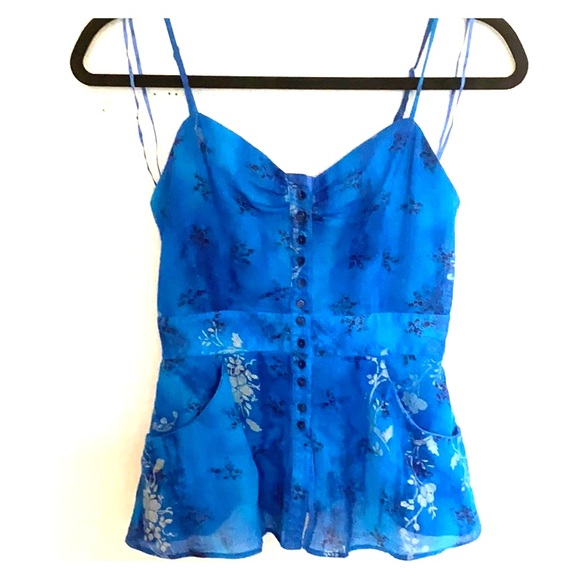 Free People Blue Button down Sleeveless Top SM - Picture 1 of 10